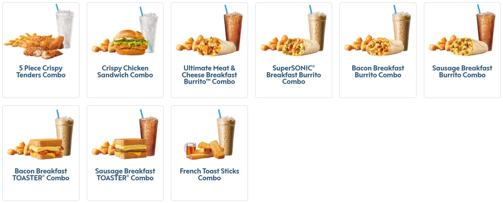 Sonic Combos Menu Prices 2025 with New Combo Deals