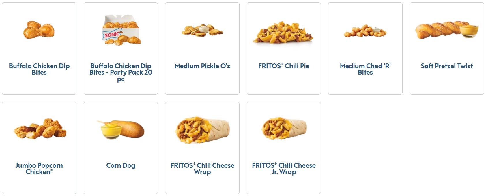 Sonic drive in snacks