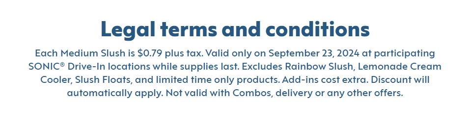 Terms and conditions for 79 slush deal