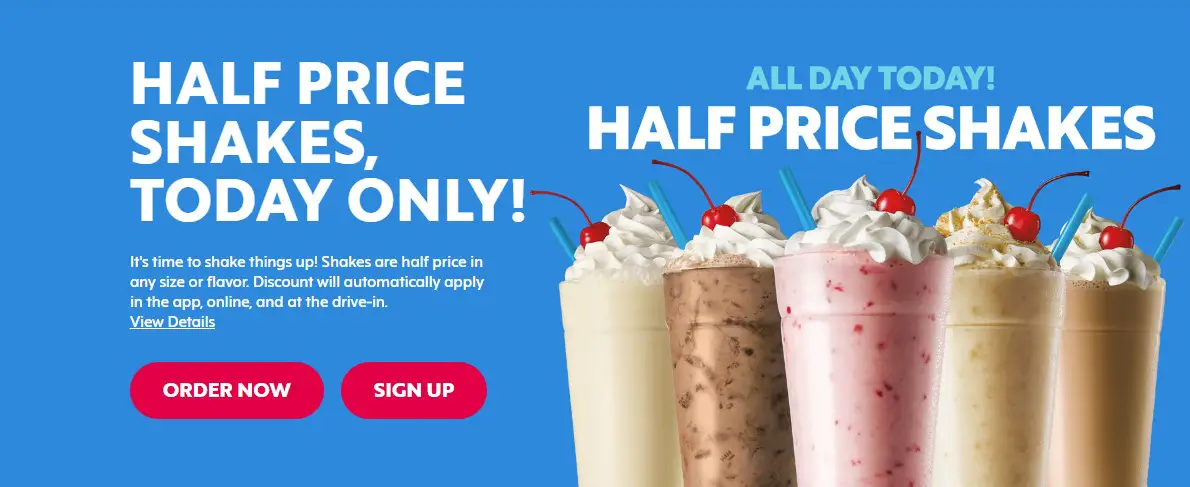 Sonic half price shakes on Veterans day