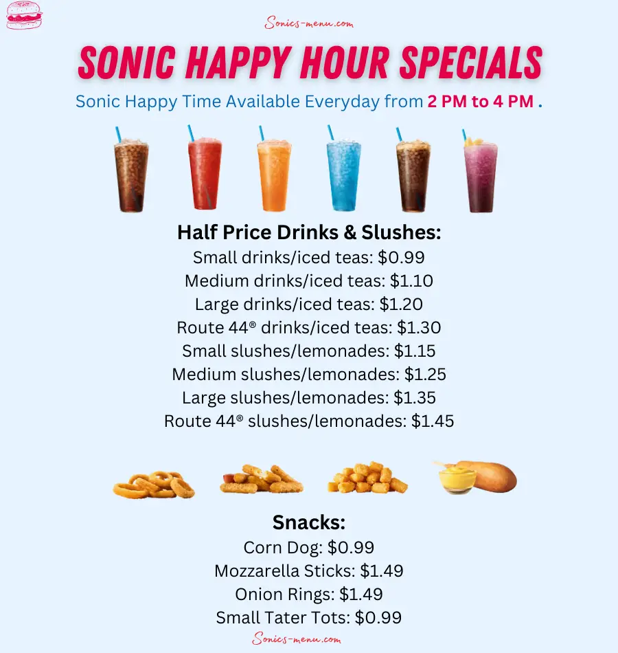 Sonic Happy Hour Menu