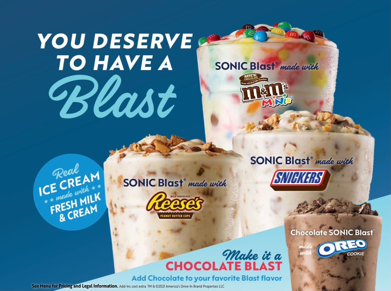 sonic ice cream menu