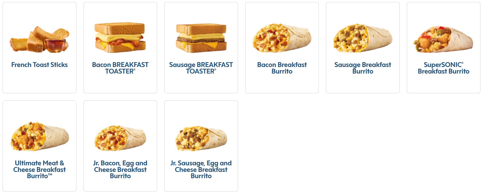 Sonic Breakfast Menu With Prices