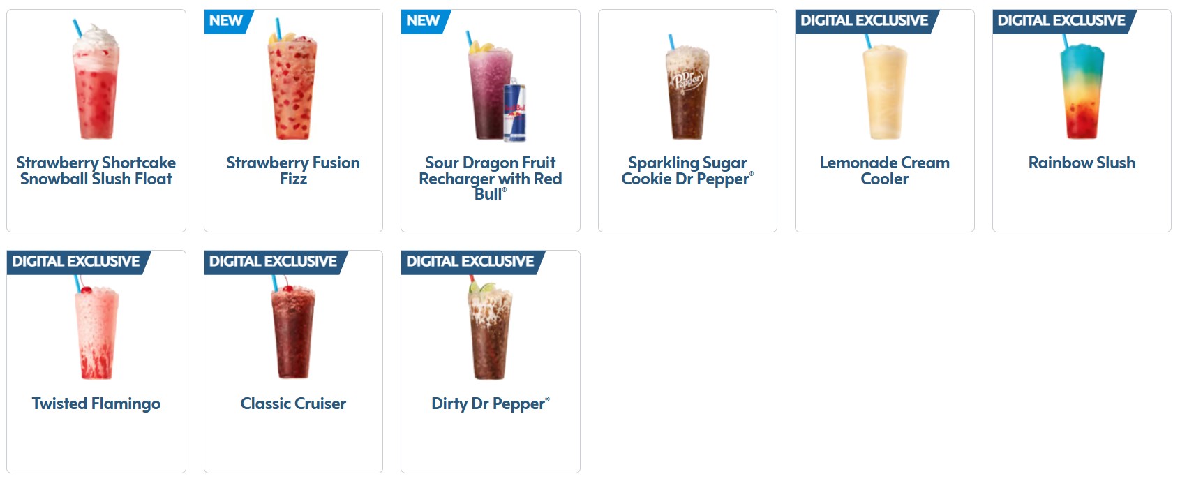 Sonic Flavorista Favorites Drinks Menu