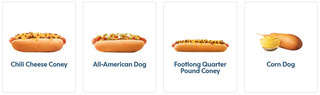 Sonic Hot Dog Menu