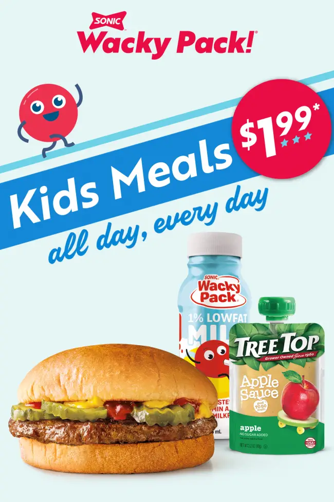 Sonic Kids $1.99 Menu Deal