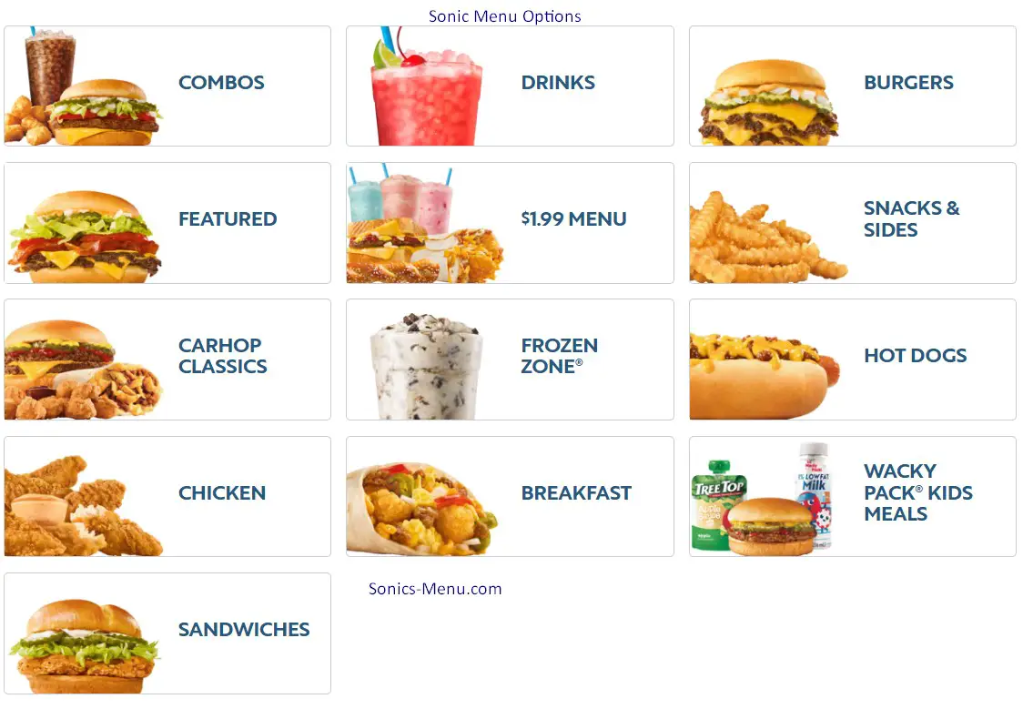 Sonic Menu options