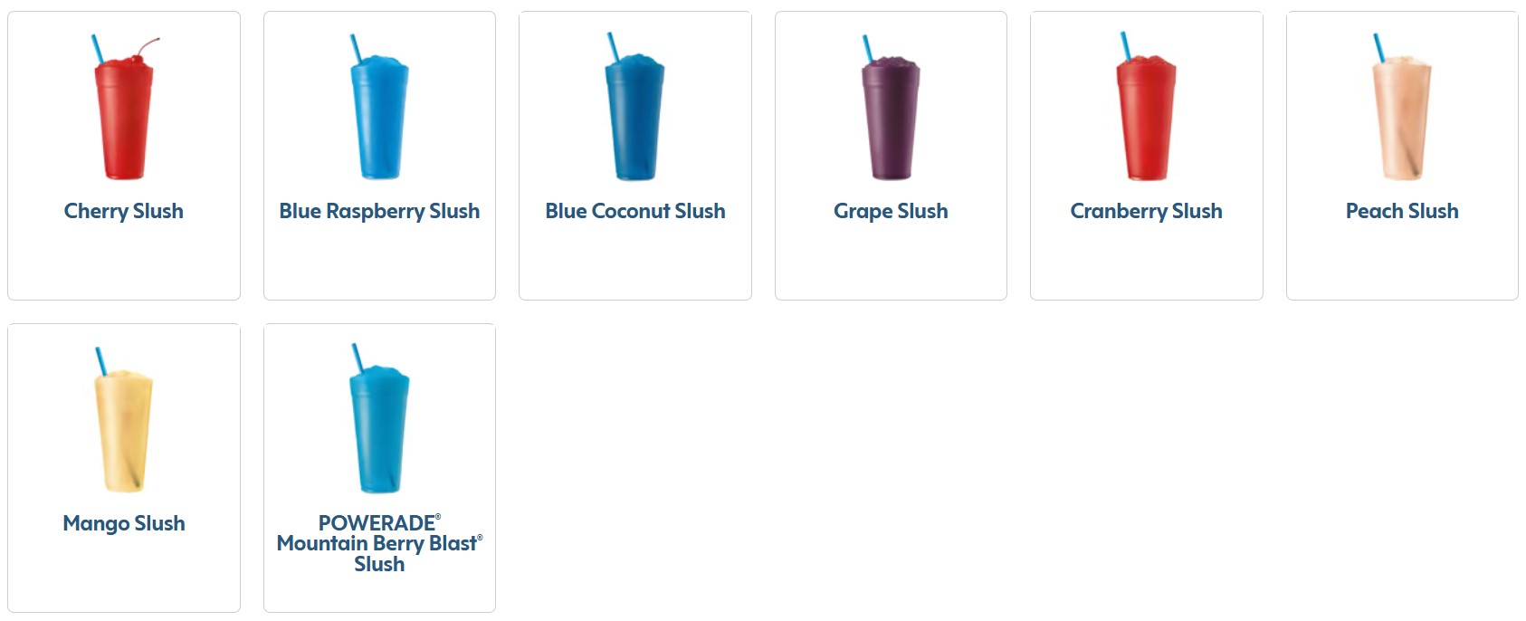 Sonic Slushes Menu