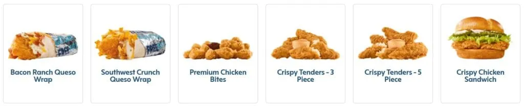 Sonic chicken menu